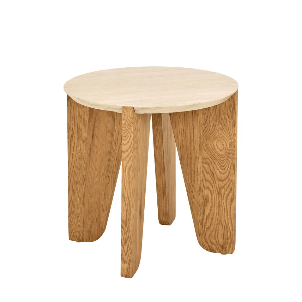 Drawer VIVO Table d'appoint ronde en effet travertin ø50cm