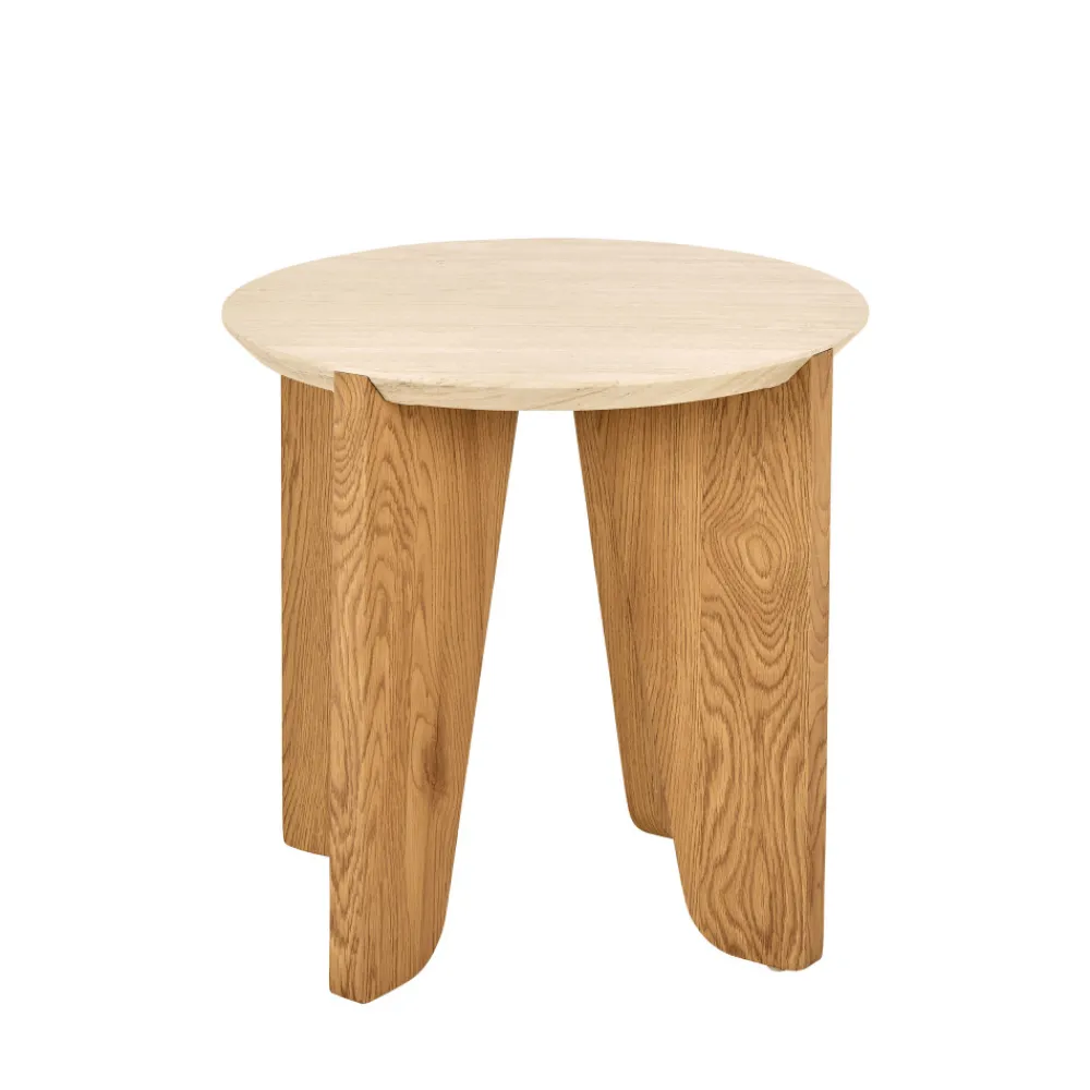 Drawer VIVO Table d'appoint ronde en effet travertin ø50cm