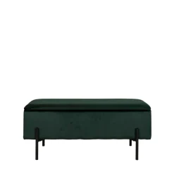 House Nordic WATFORD Banc avec coffre de rangement en velours et métal