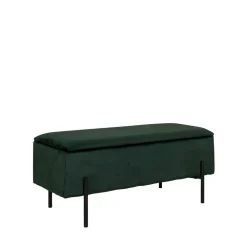 House Nordic WATFORD Banc avec coffre de rangement en velours et métal