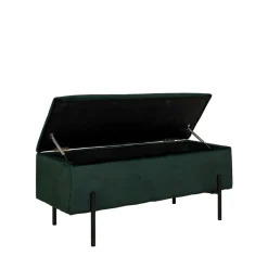 House Nordic WATFORD Banc avec coffre de rangement en velours et métal