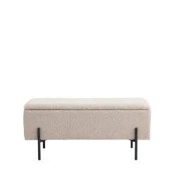 House Nordic WATFORD Banc coffre en tissu bouclette et métal L95cm