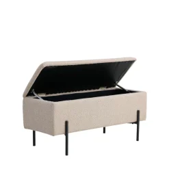 House Nordic WATFORD Banc coffre en tissu bouclette et métal L95cm