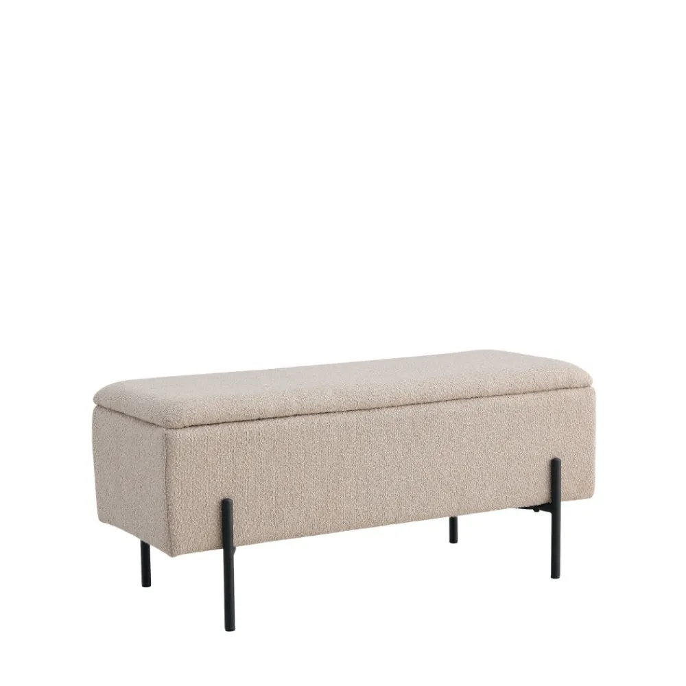 House Nordic WATFORD Banc coffre en tissu bouclette et métal L95cm
