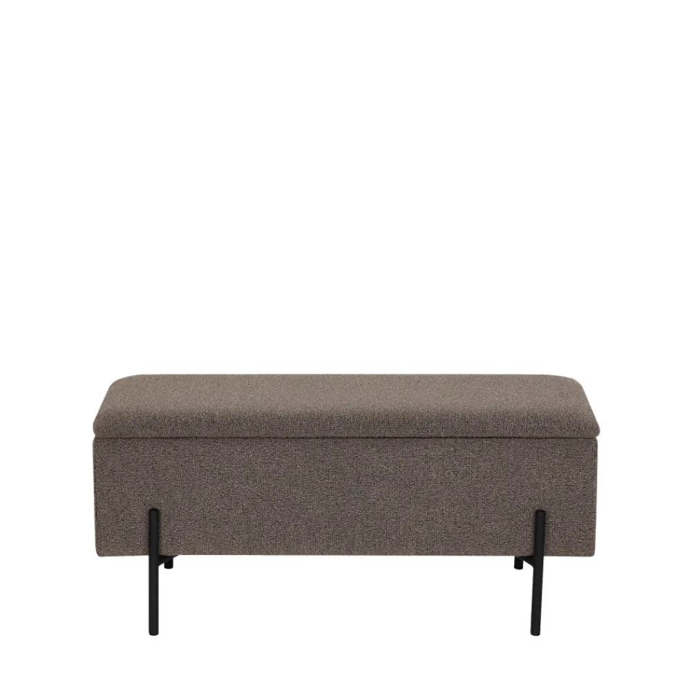 House Nordic WATFORD Banc coffre en tissu bouclette et métal L95cm