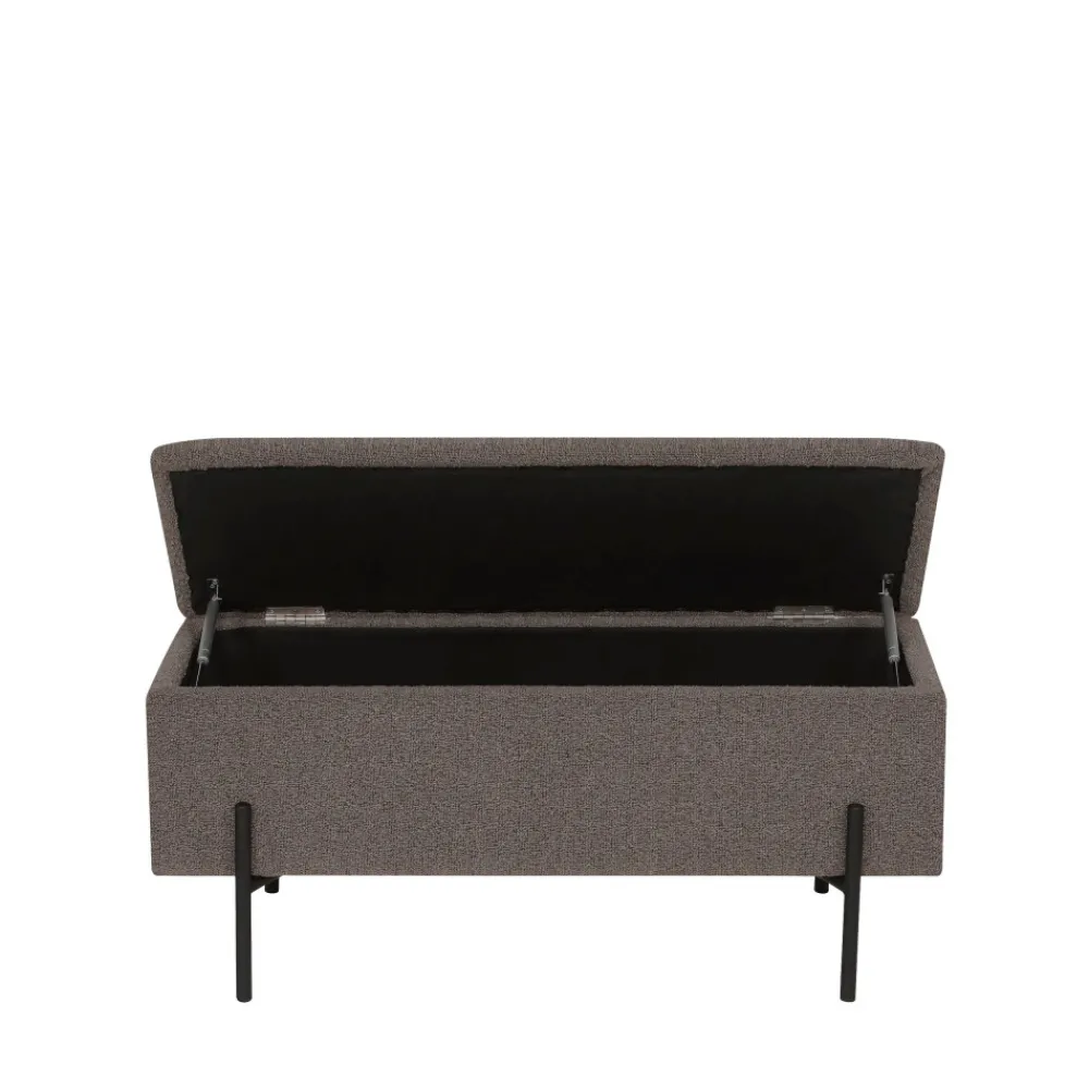 House Nordic WATFORD Banc coffre en tissu bouclette et métal L95cm