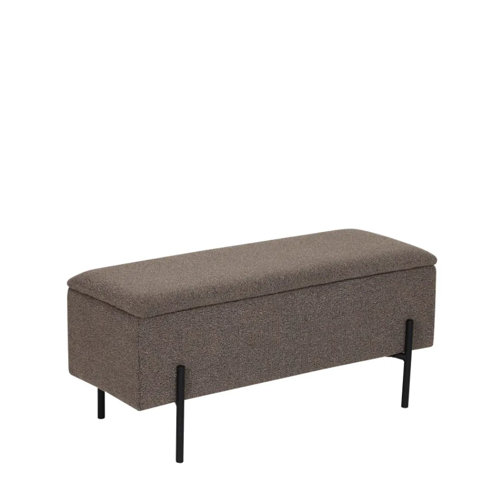 House Nordic WATFORD Banc coffre en tissu bouclette et métal L95cm