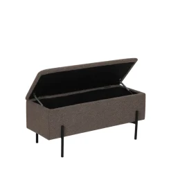 House Nordic WATFORD Banc coffre en tissu bouclette et métal L95cm