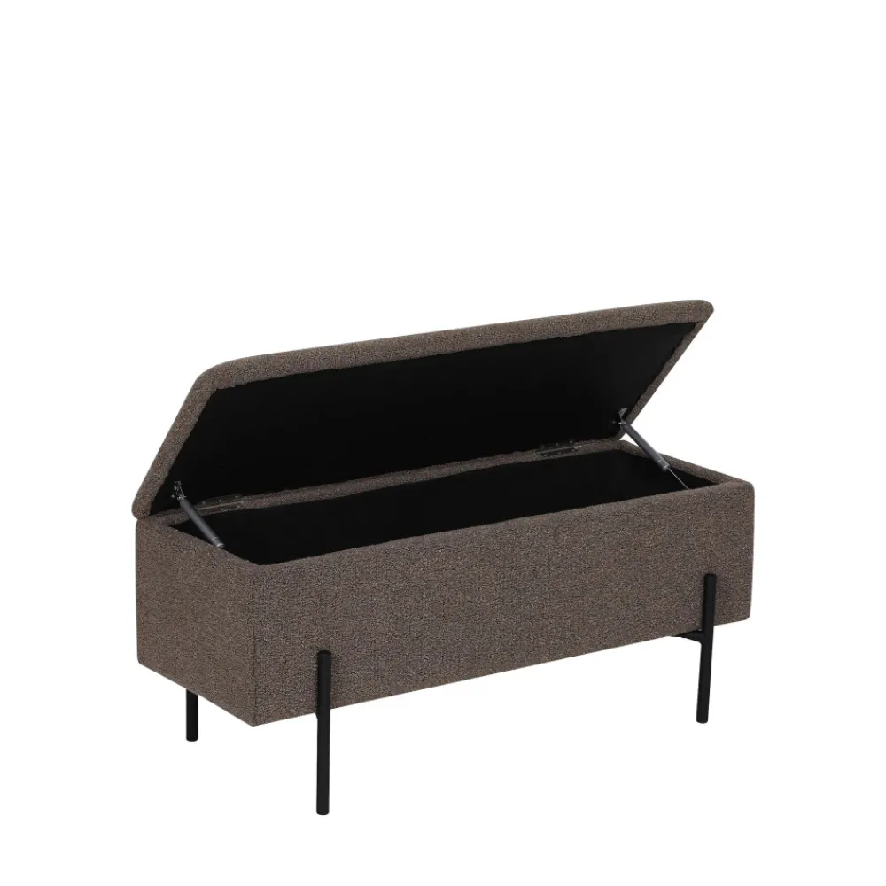 House Nordic WATFORD Banc coffre en tissu bouclette et métal L95cm