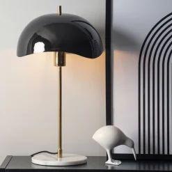Leitmotiv WAVED DOME Lampe à poser en métal et marbre