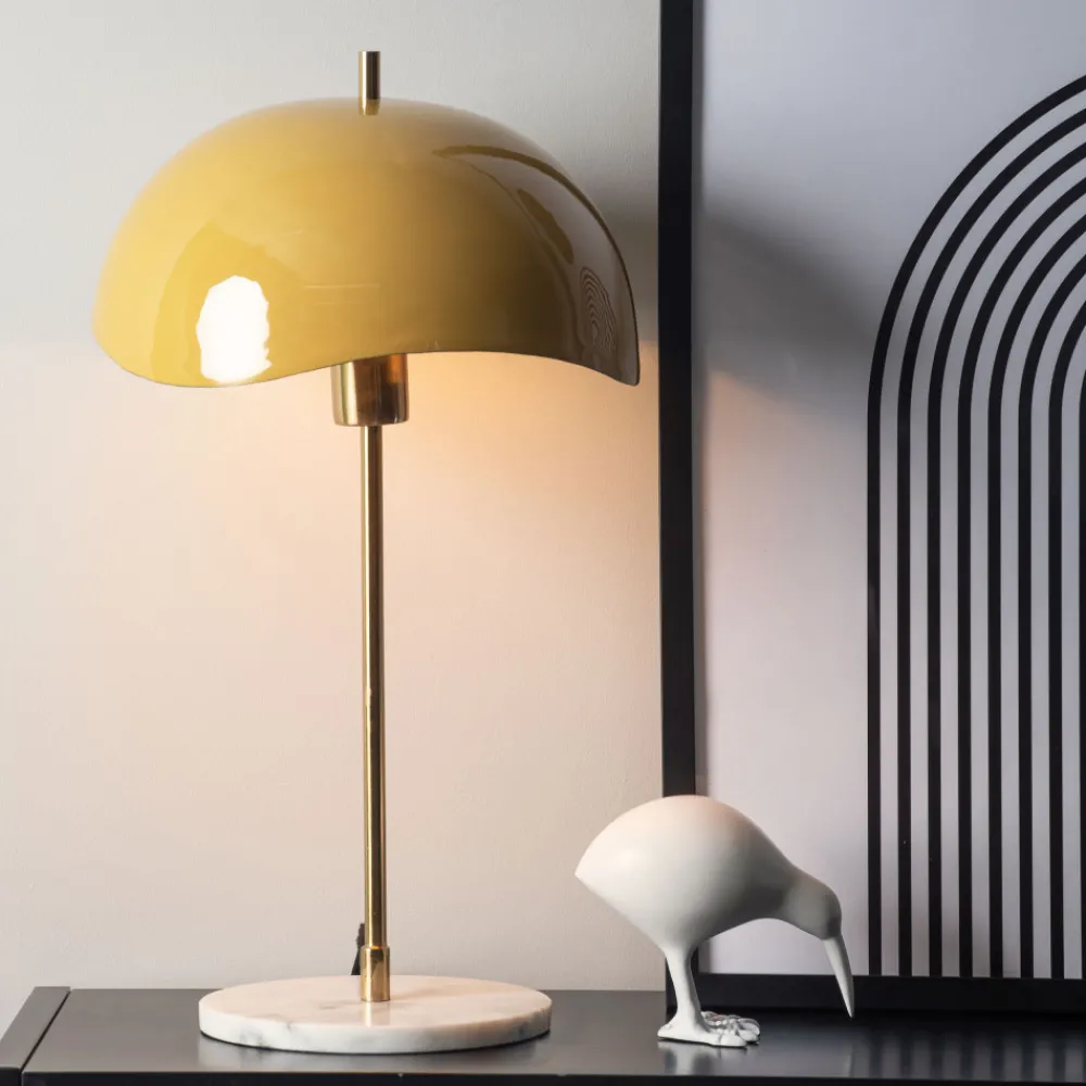 Leitmotiv WAVED DOME Lampe à poser en métal et marbre