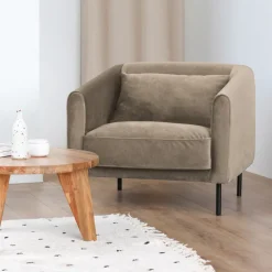 Drawer WINSEN Fauteuil en velours pieds droits en métal