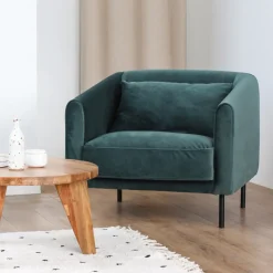 Drawer WINSEN Fauteuil en velours pieds droits en métal