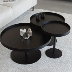 No name YURI Table basse ronde en bois et métal ø70cm