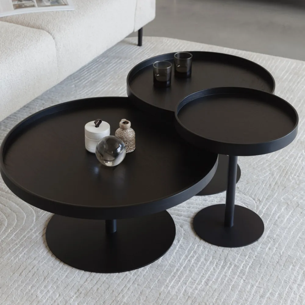 No name YURI Table basse ronde en bois et métal ø70cm