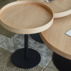 No name YURI Table d'appoint ronde en bois et métal ø45cm