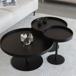 No name YURI Table d'appoint ronde en bois et métal ø45cm