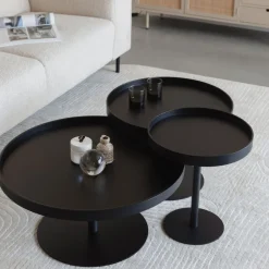 No name YURI Table d'appoint ronde en bois et métal ø56cm