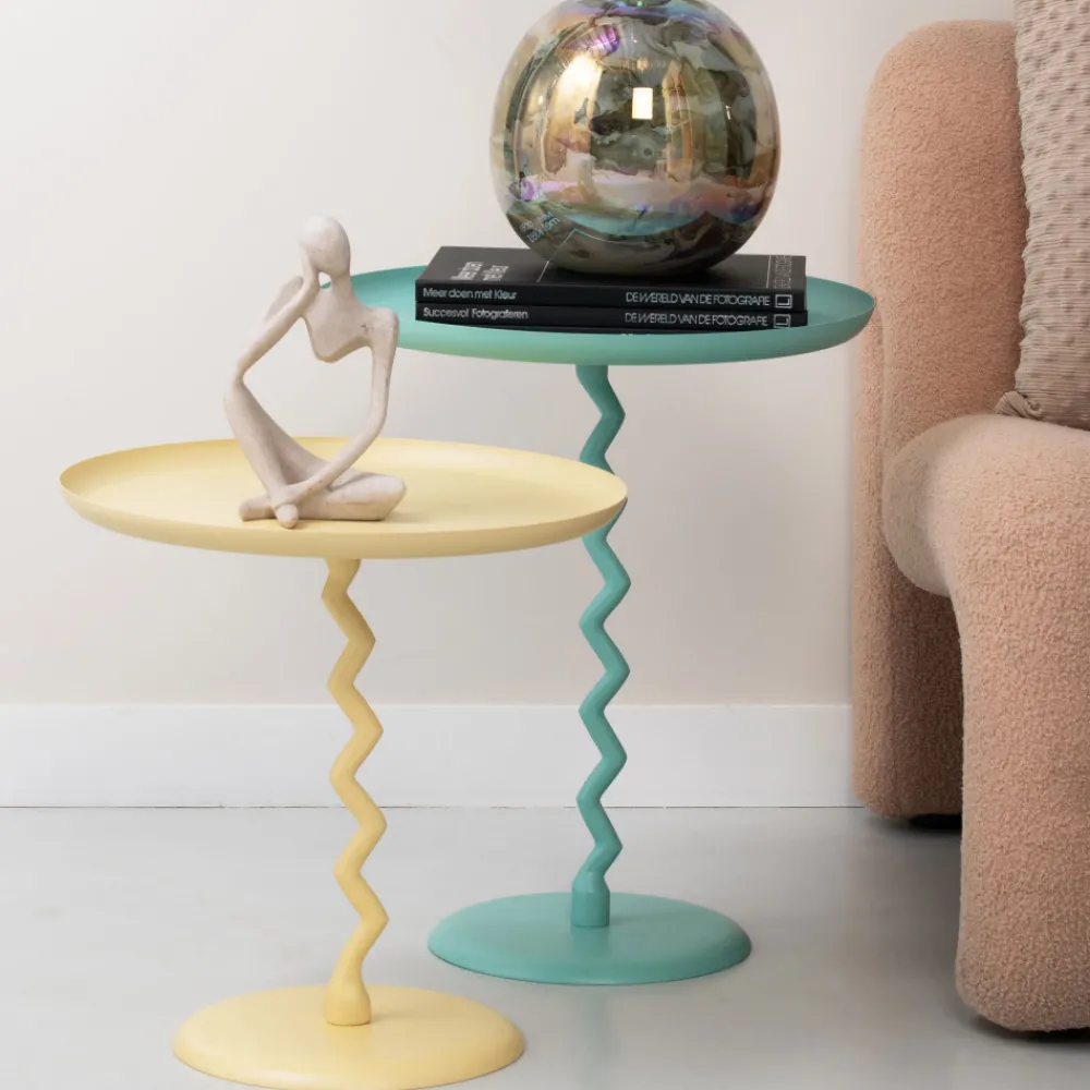 Leitmotiv ZIGZAG Table d'appoint ronde en métal ø44cm