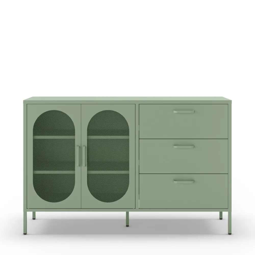 No name ZIO Buffet 2 portes 3 tiroirs en métal L140cm