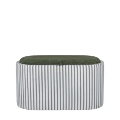 Drawer ZOÉ Banc ovale en tissu avec plateau et rangement L77cm