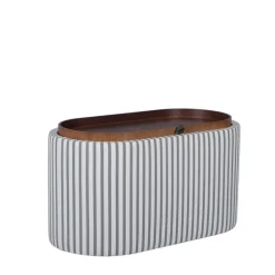 Drawer ZOÉ Banc ovale en tissu avec plateau et rangement L77cm