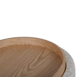 Drawer ZOÉ Banc ovale en tissu avec plateau et rangement L77cm