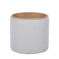 Drawer ZOÉ Pouf rond en tissu avec plateau et rangement ø40cm